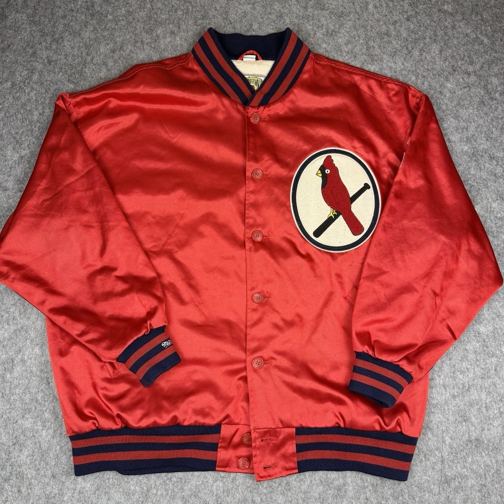 St Louis Cardinals Satin Jacket Mens 60 3XL Red MLB Mitchell & Ness Baseball